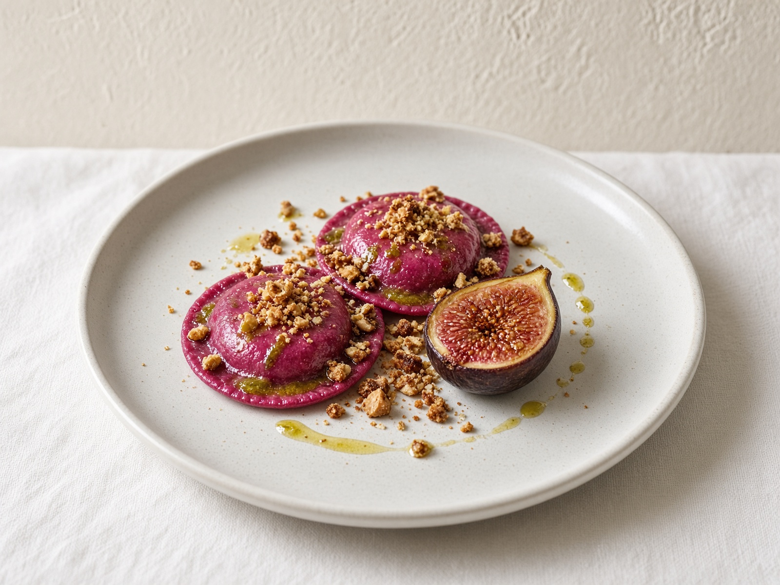 Beet ravioli with fig and hazelnut — a seasonal plate from The Journey. IG:@sararestaurantto