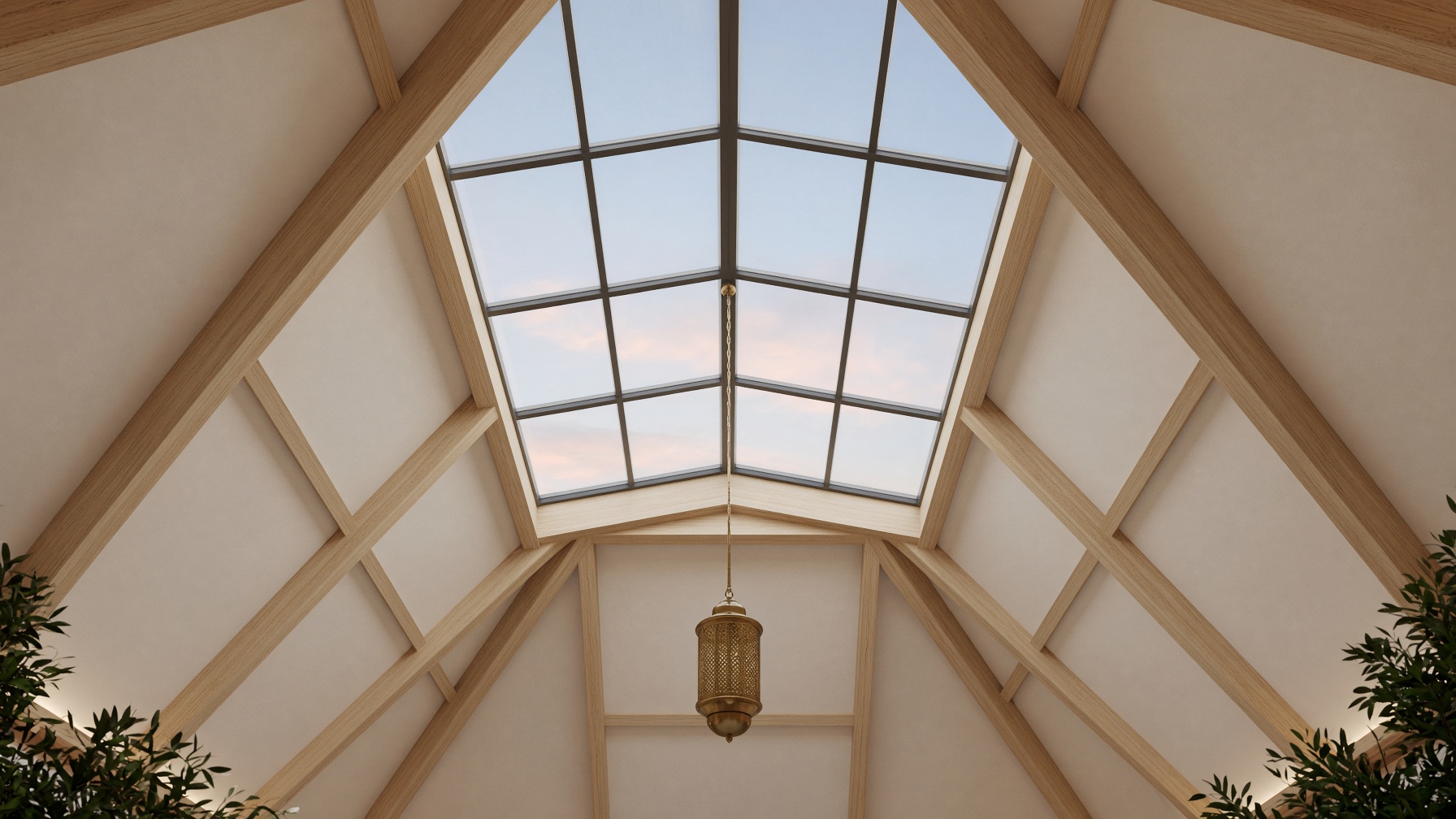 Looking up through the restaurant skylight. IG:@sararestaurantto